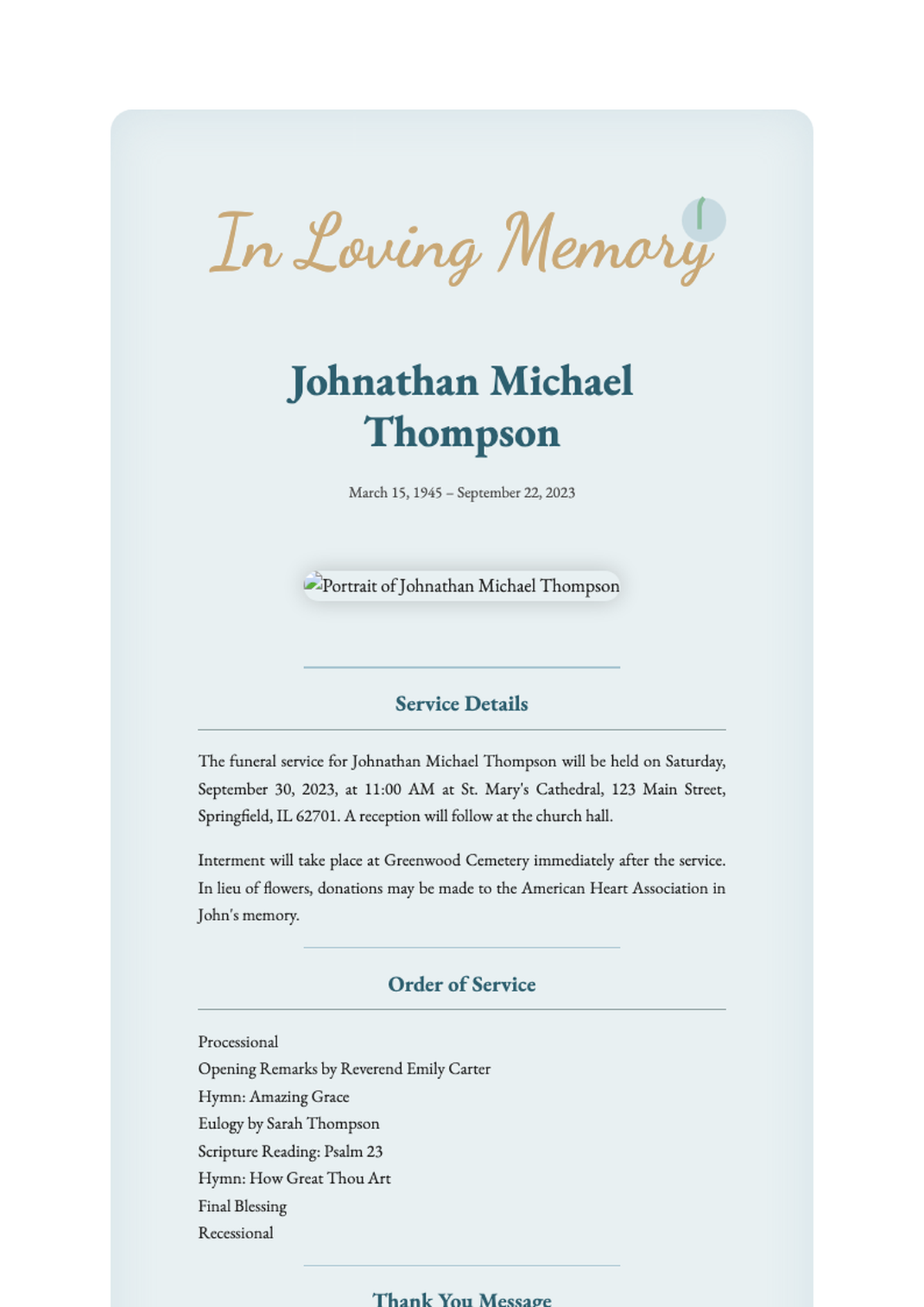 Elegant memorial card with floral design and photo for Jeniffer Roberts_variant_1